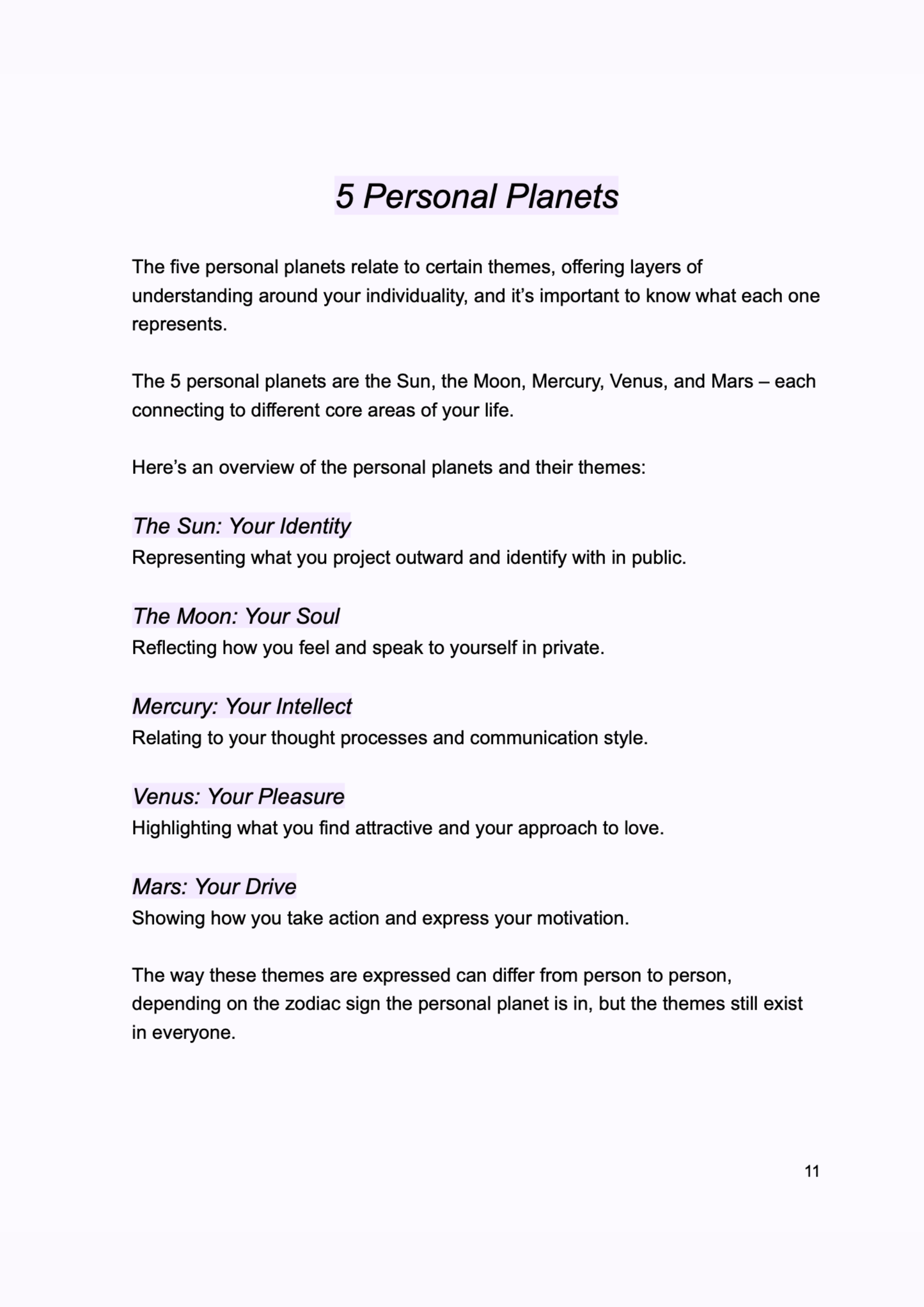The Personal Planets Guide - Astrology Guide